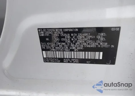 2008 Toyota Rav4 Limited z USA, uszkodzony, nr VIN JTMBD31V185178863